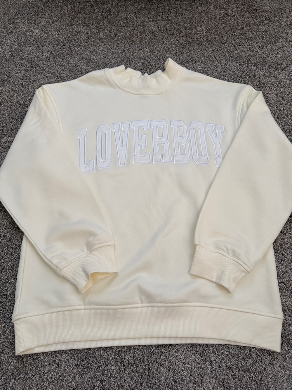 NEW Loverboy Cream Mockneck Sweat Shirt